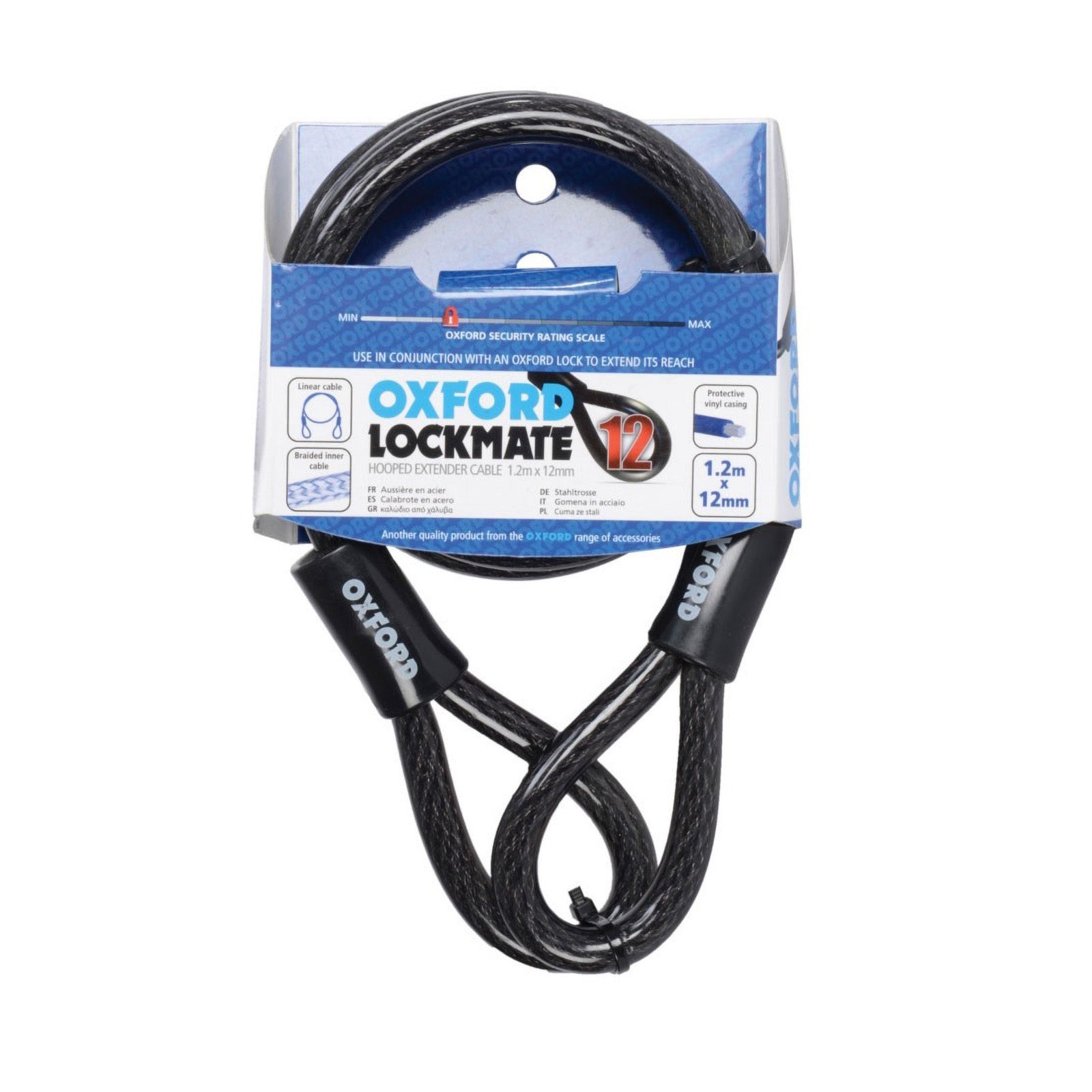 New OXFORD Lockmate Cable Lock 12mm x 1.2M HD Cable #OXLK189