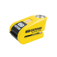 New OXFORD Alpha XA14 Alarm Disc Lock - Yellow / Black #OXLK217 | Australian Moto Spares