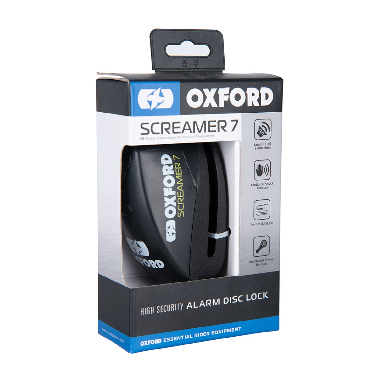 New OXFORD Screamer7 Alarm Disc Lock - Black / Black #OXLK289