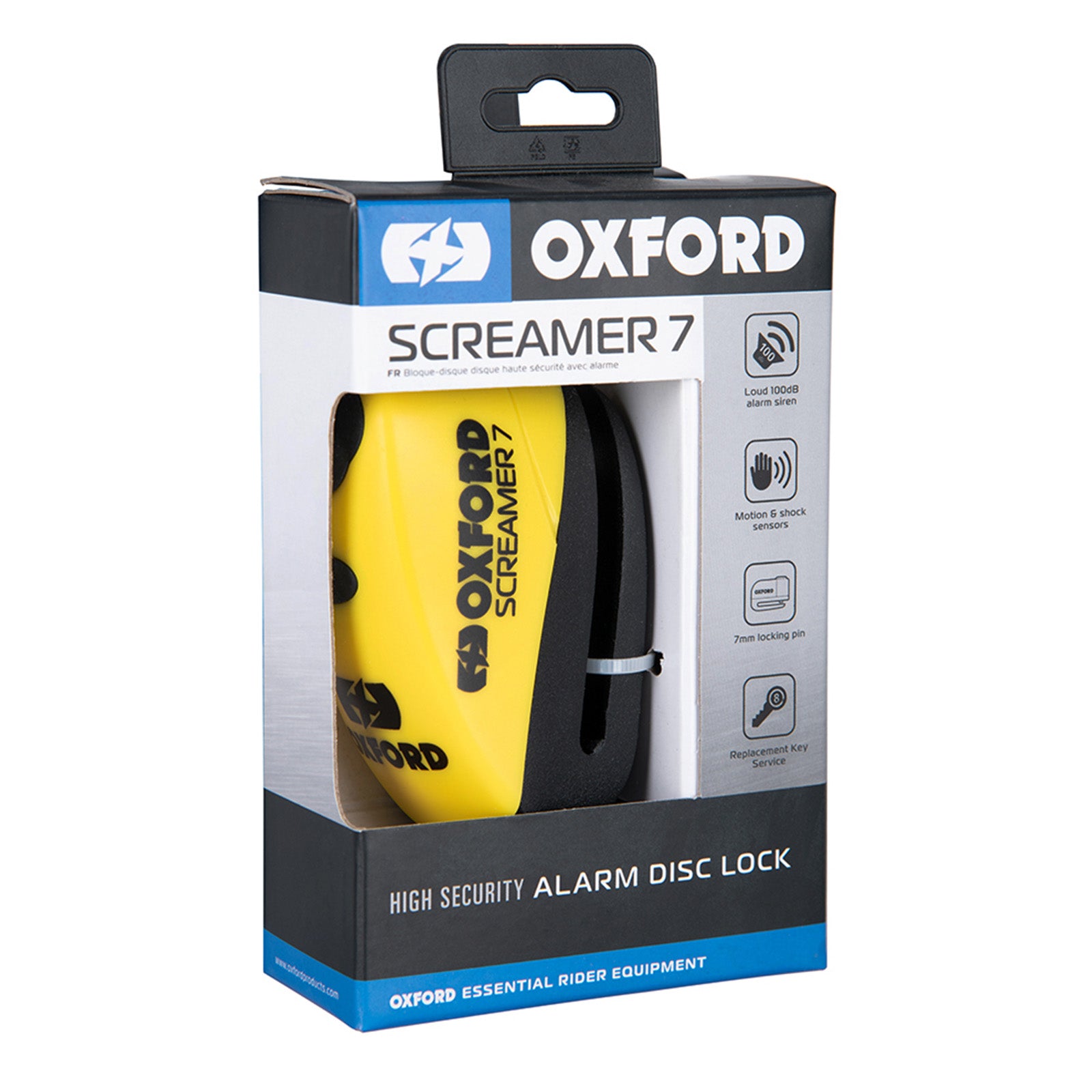 New OXFORD Screamer 100Db Alarm Disc Lock - Yallow / Black #OXLK290