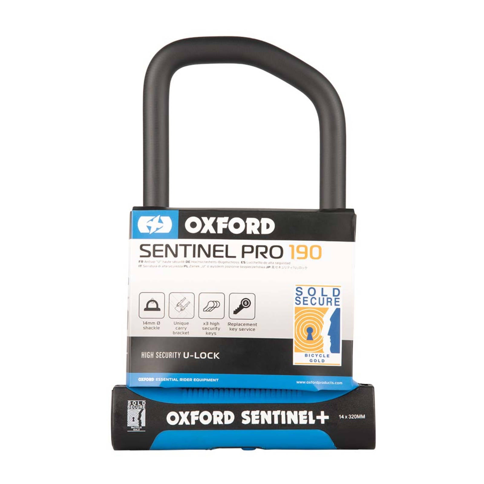 New OXFORD Sentinel Pro U-Lock 260mm x 177mm #OXLK324