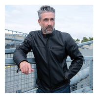 New OXFORD Walton Leather Jacket - Black (2XL) #OXLM1703012XL