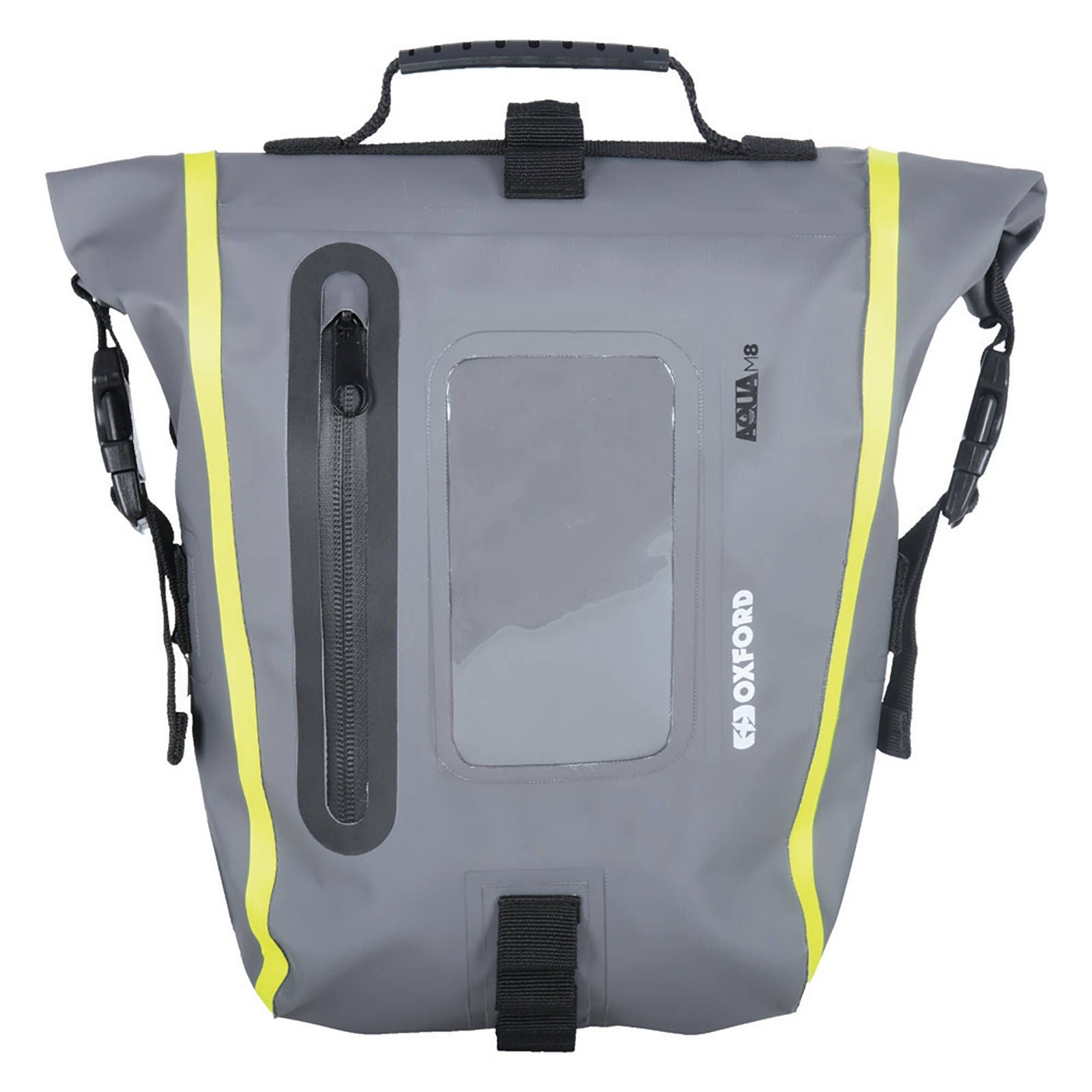 New OXFORD Tank Bag Aqua M8 - Black / Grey / Fluro Yellow #OXOL464