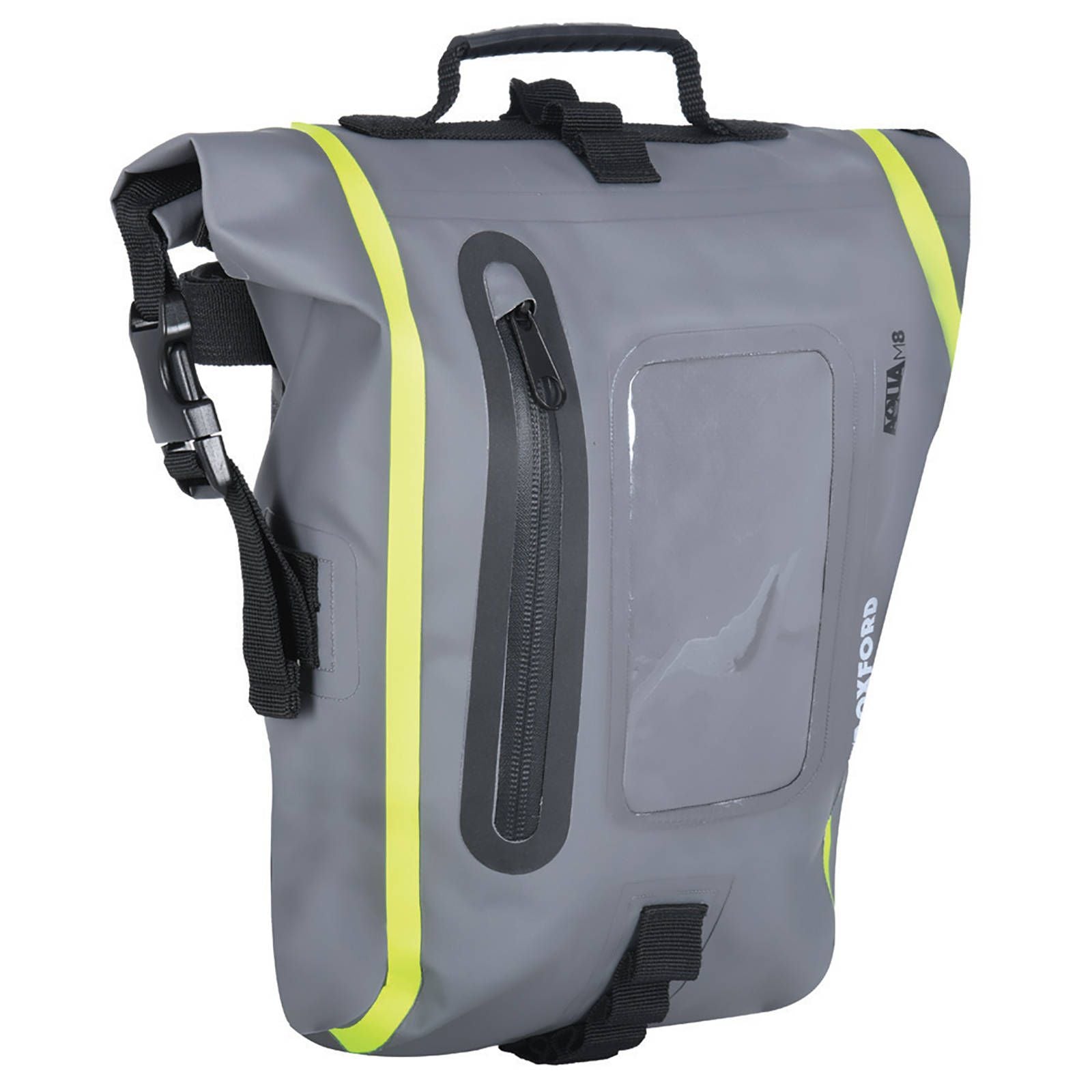 New OXFORD Tank Bag Aqua M8 - Black / Grey / Fluro Yellow #OXOL464