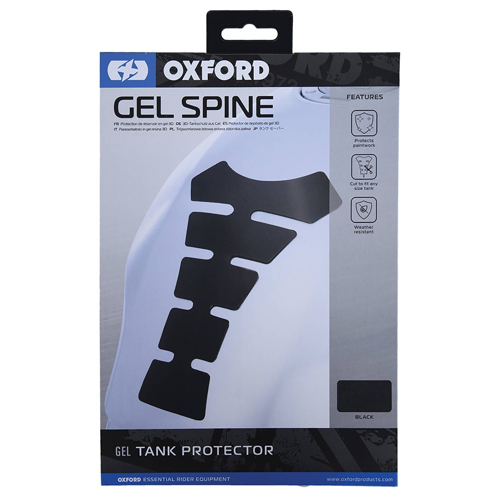 New OXFORD Original Spine Gel Tank Pad - Black (Replaces Oxof838) #OXOX651