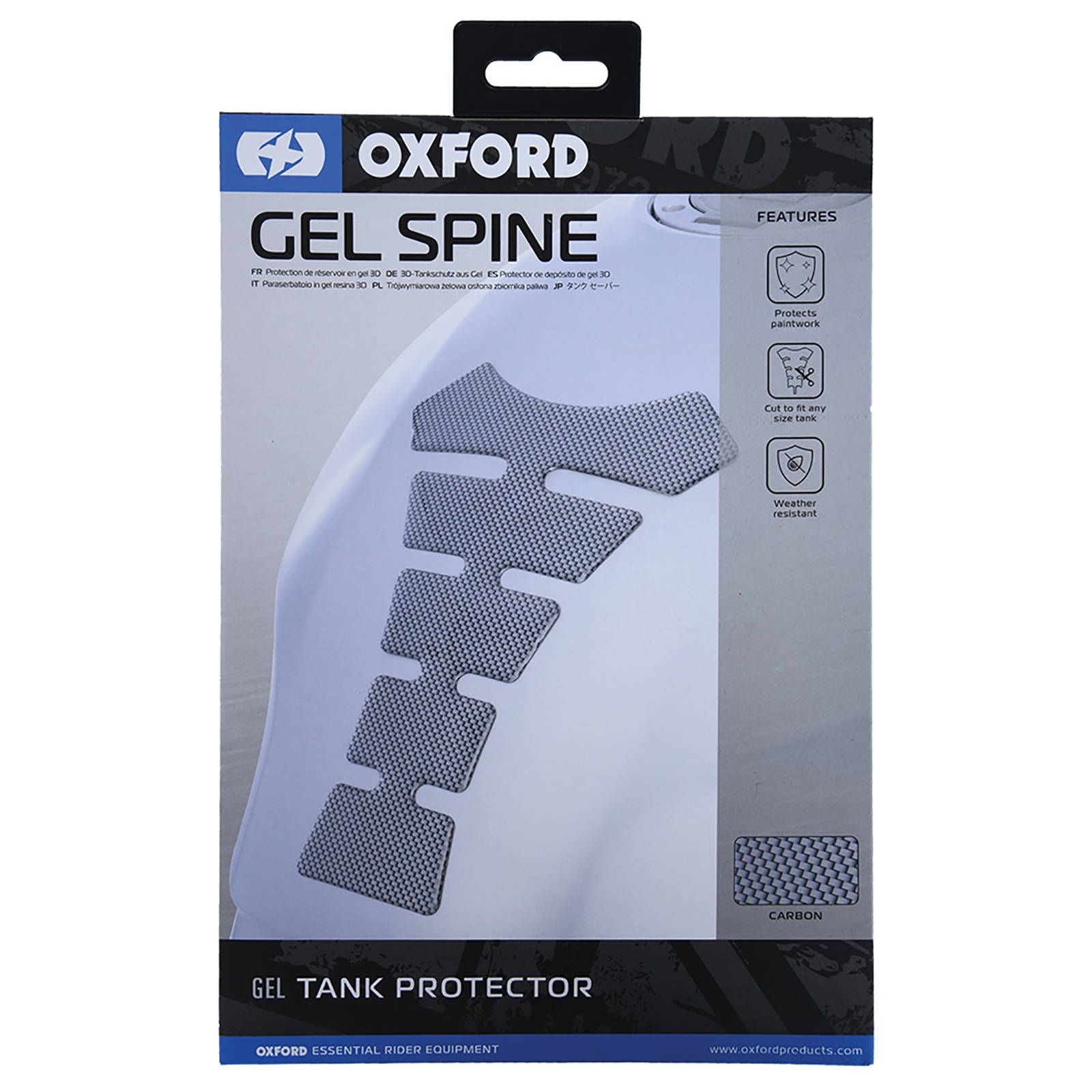 New OXFORD Original Spine Gel Tank Pad - Carbon #OXOX652