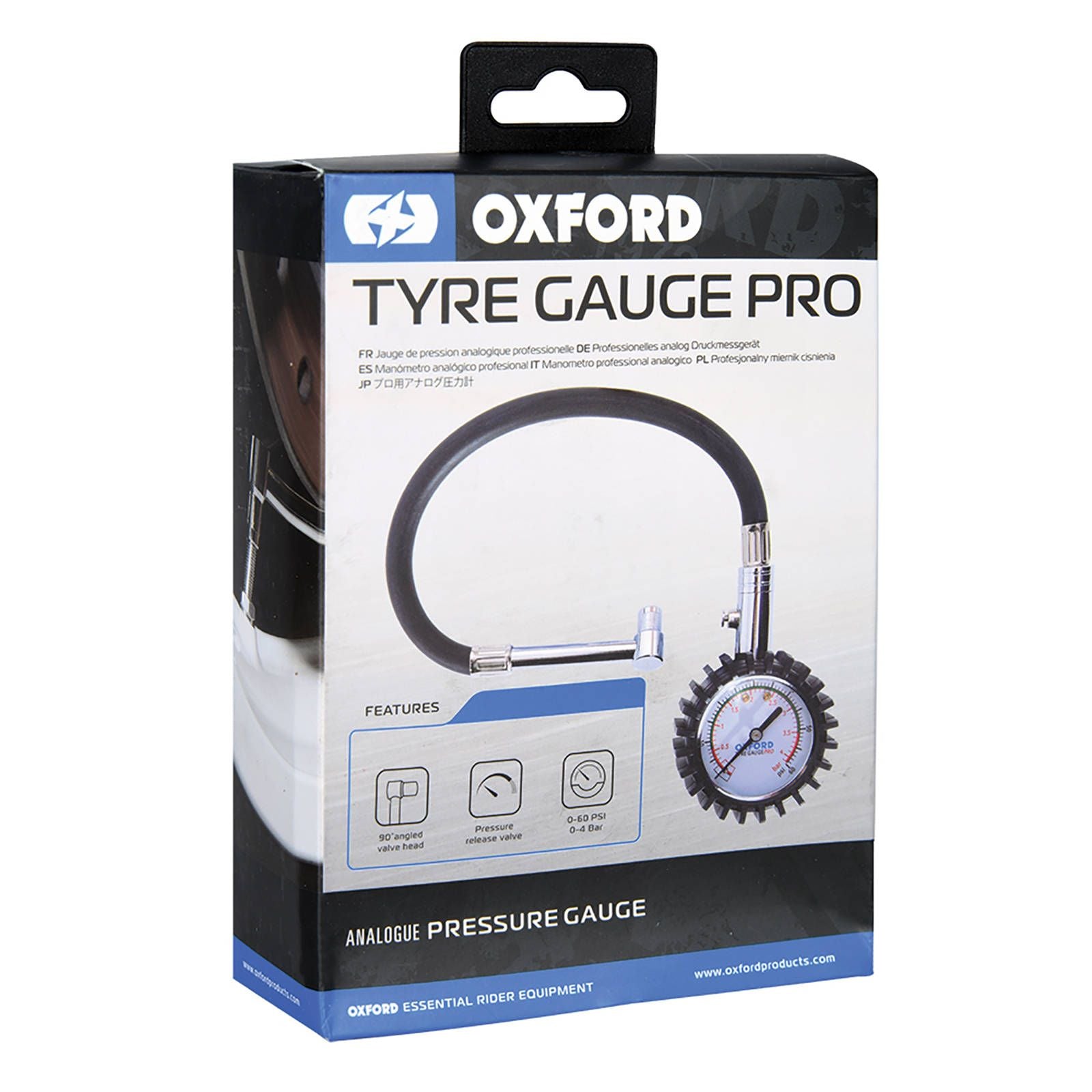 New OXFORD Analogue Tyre Pressure Gauge Pump 0-60Psi #OXOX750