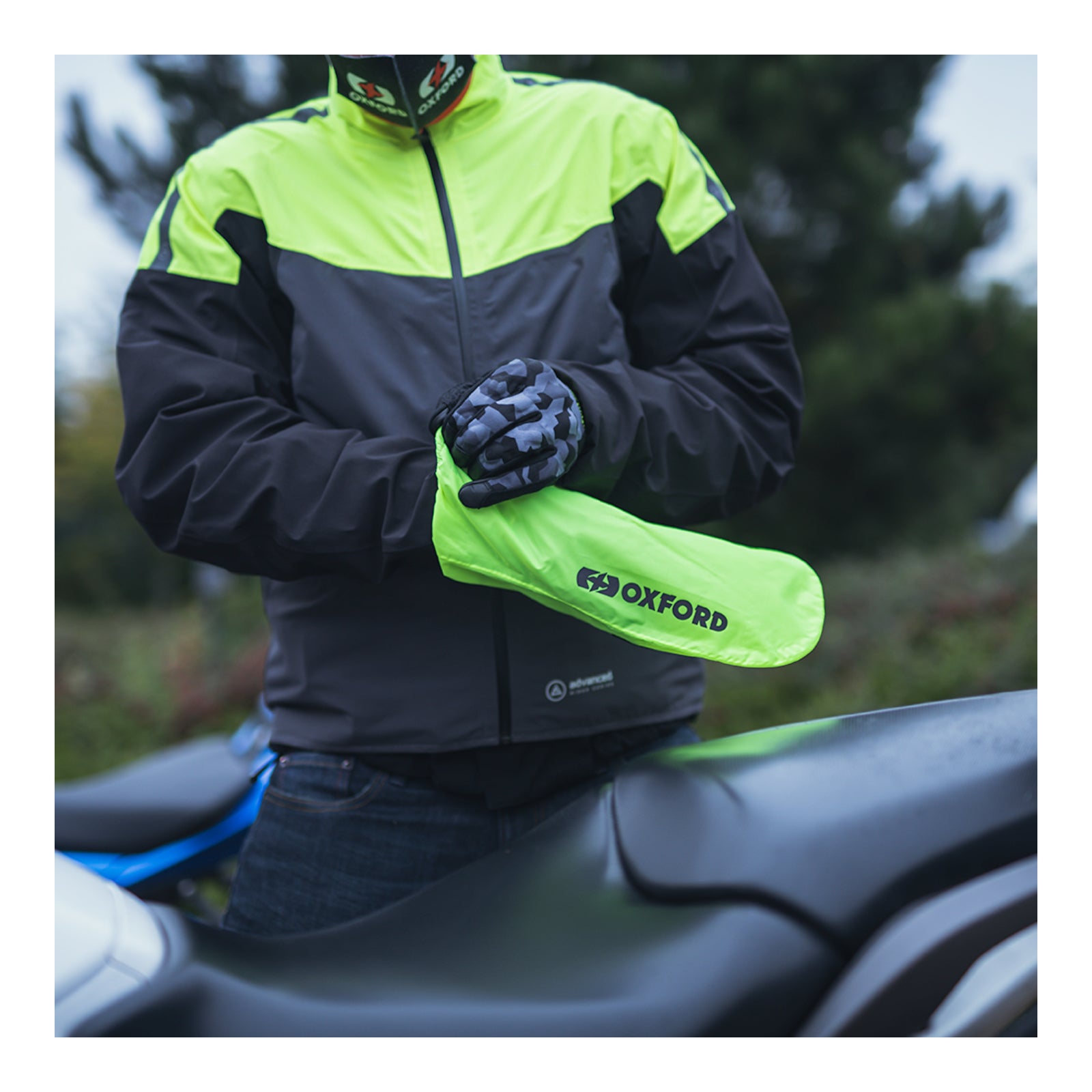 OXFORD Rainseal Waterproof Over Gloves - Black / Fluro Large / XL) #OXRM214002L