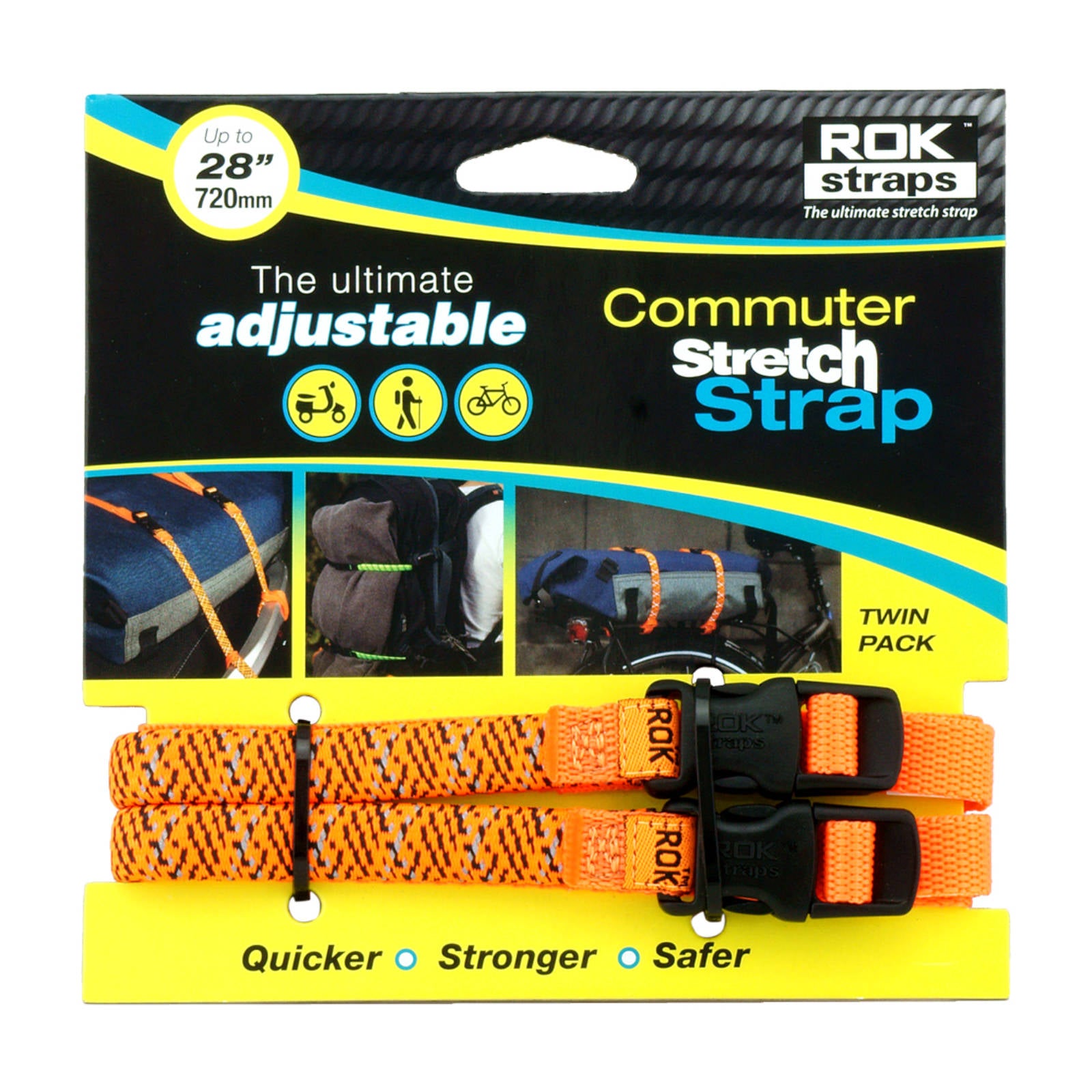 New OXFORD Rok Straps LD 12mm Adjustable Orange Reflective #OXROK331