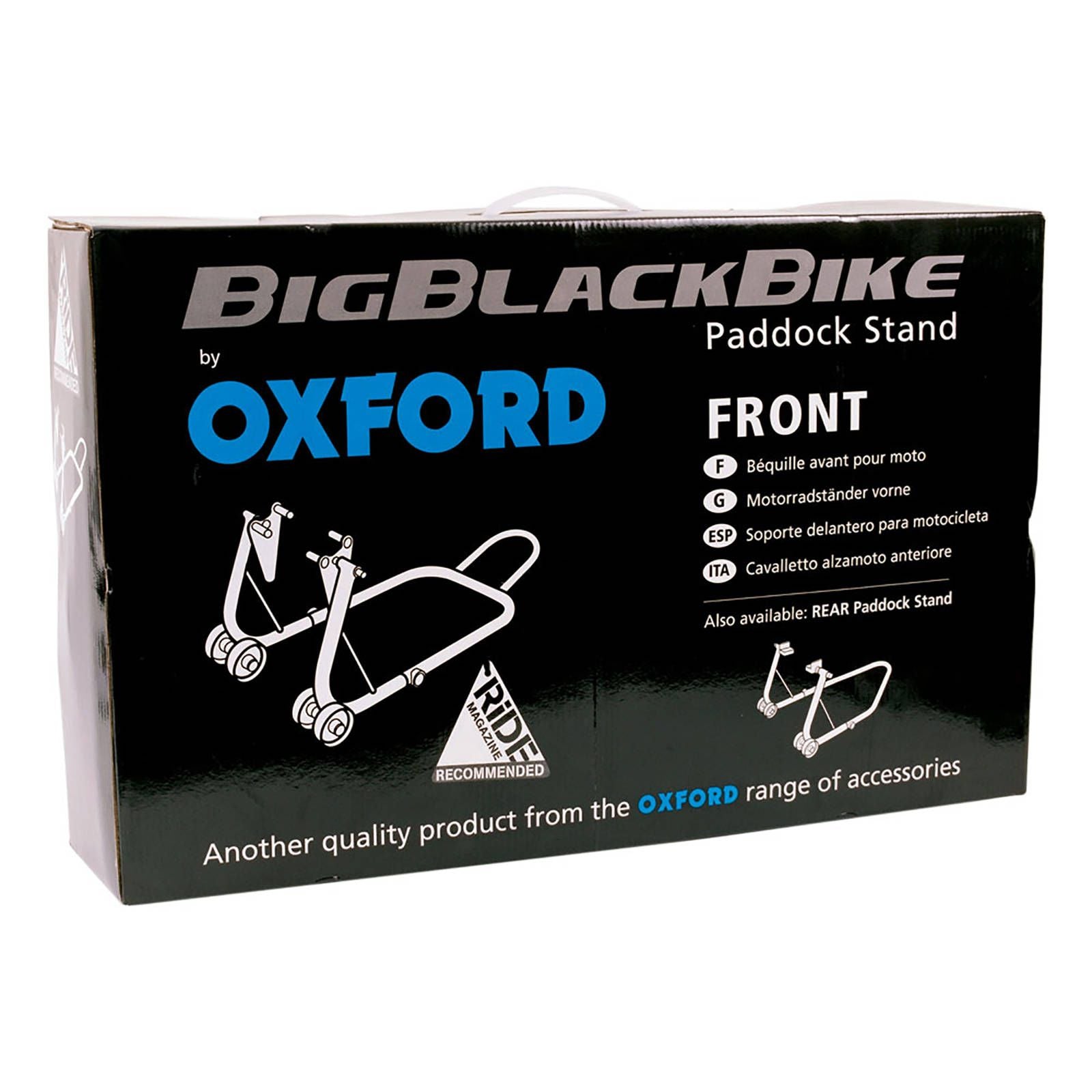 New OXFORD Big Black Bike Paddock Stand - Front #OXSP822