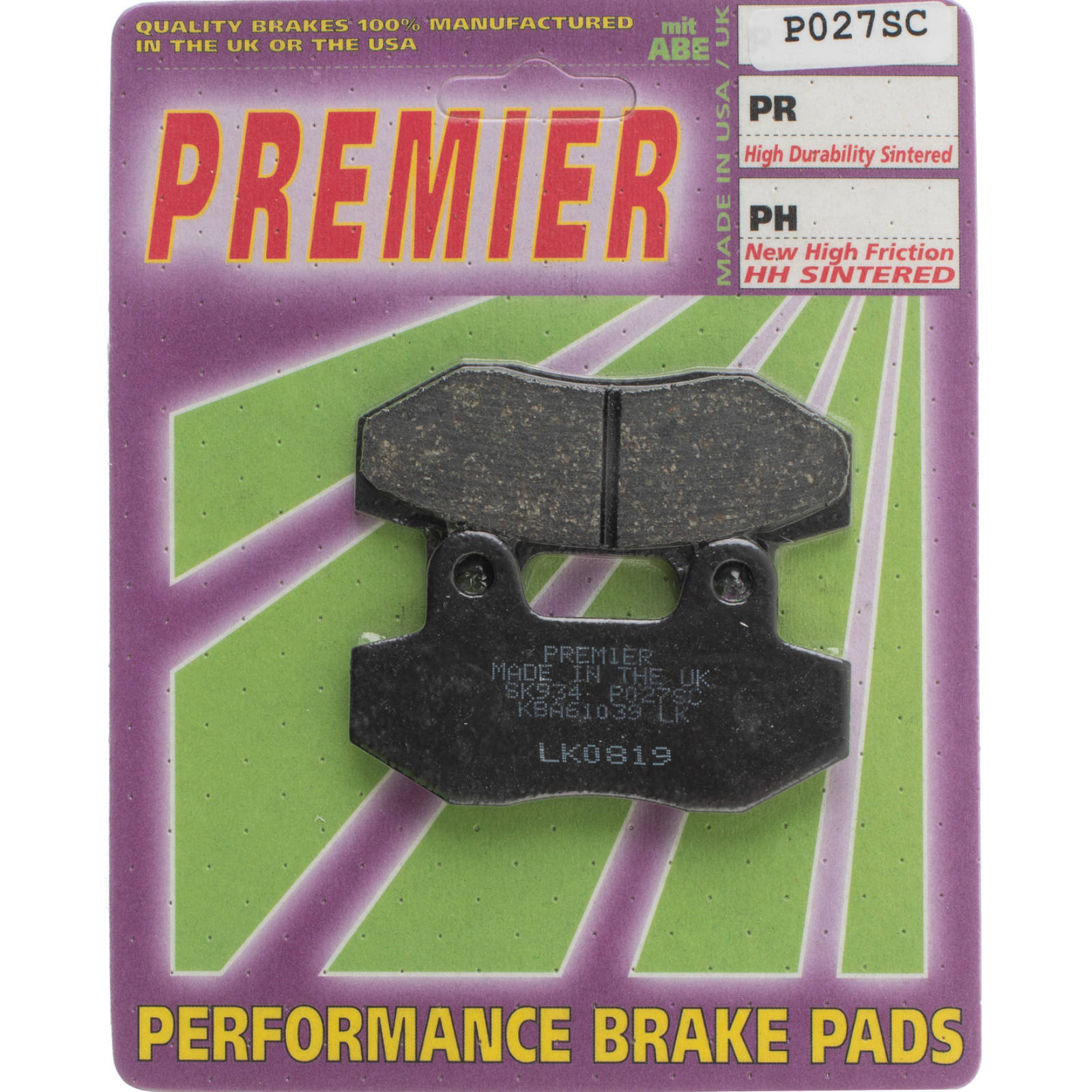 New PREMIER Brake Pads - P Organic Standard #PBP27 | Australian Moto Spares