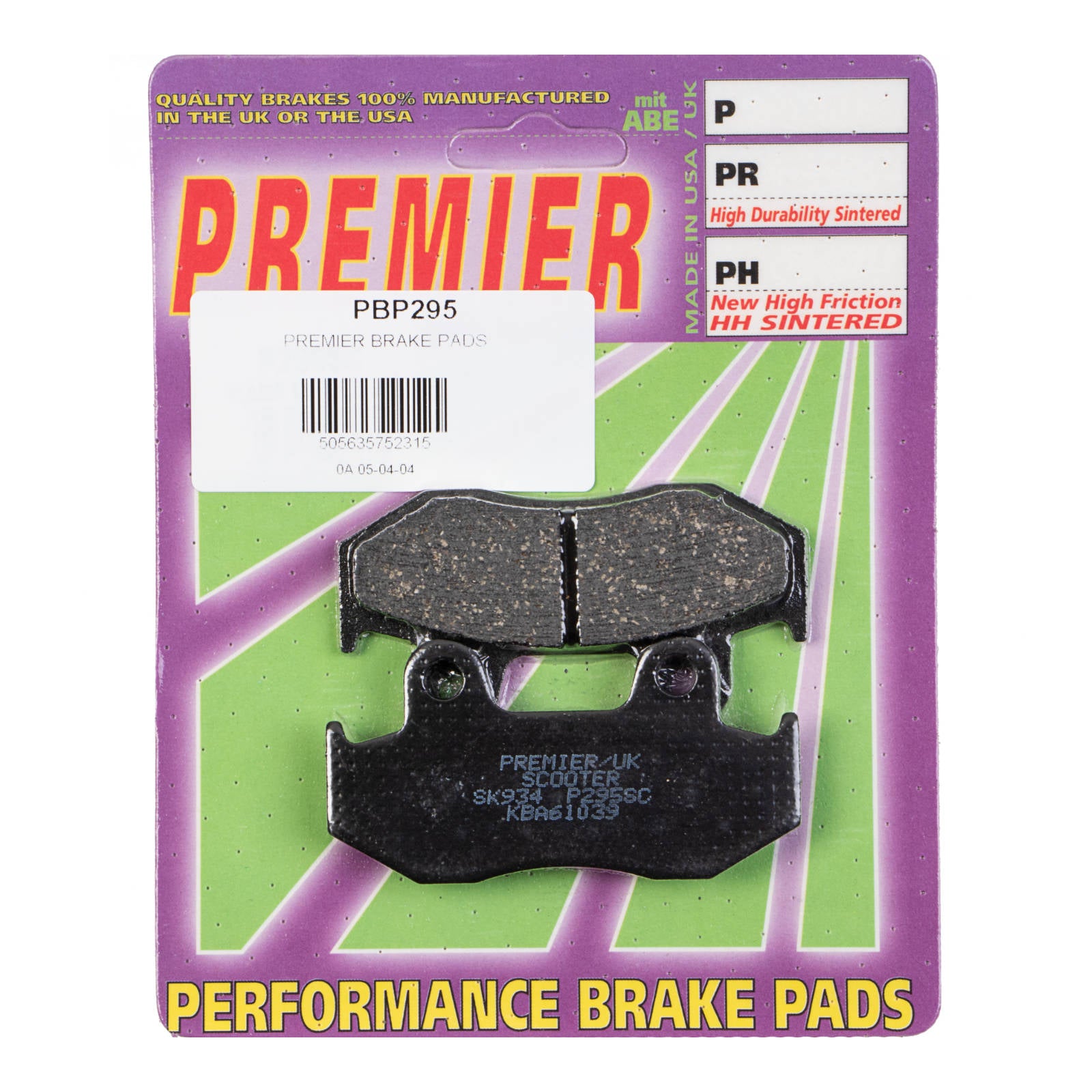 New PREMIER Brake Pads - P Organic Standard #PBP295 | Australian Moto Spares