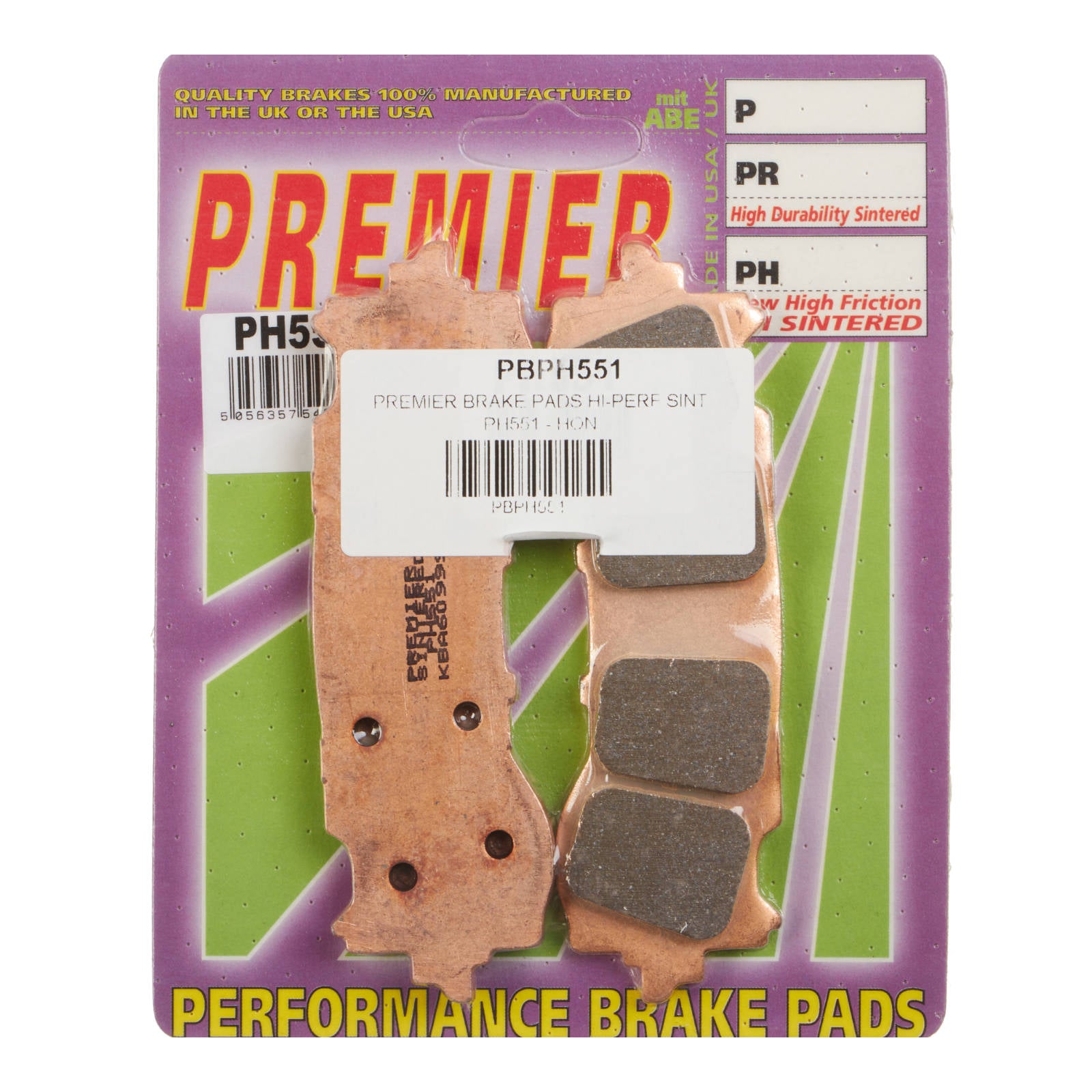 New PREMIER Brake Pads - PH Street Sintered #PBPH551 | Australian Moto Spares