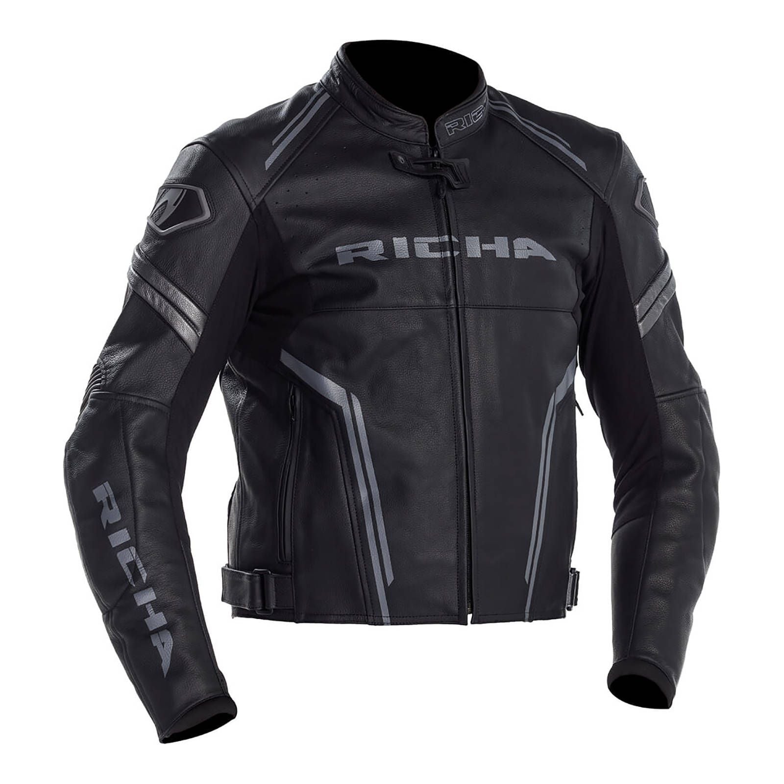 New RICHA Assen Leather Jacket - Black (2XL) #RALJASB56