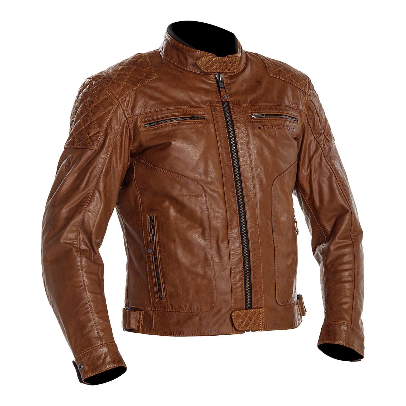 New RICHA DETROIT LEATHER JACKET COGNAC SML // EU48 // 38