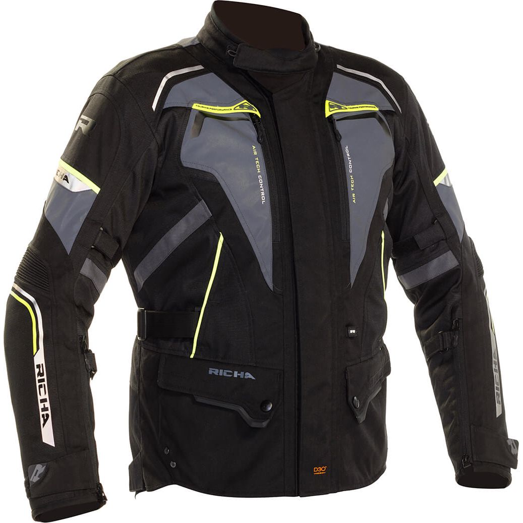 New RICHA INFINITY 2 FLARE JACKET BLK//GUN//FLUO 2XL RATJINF2F2XL