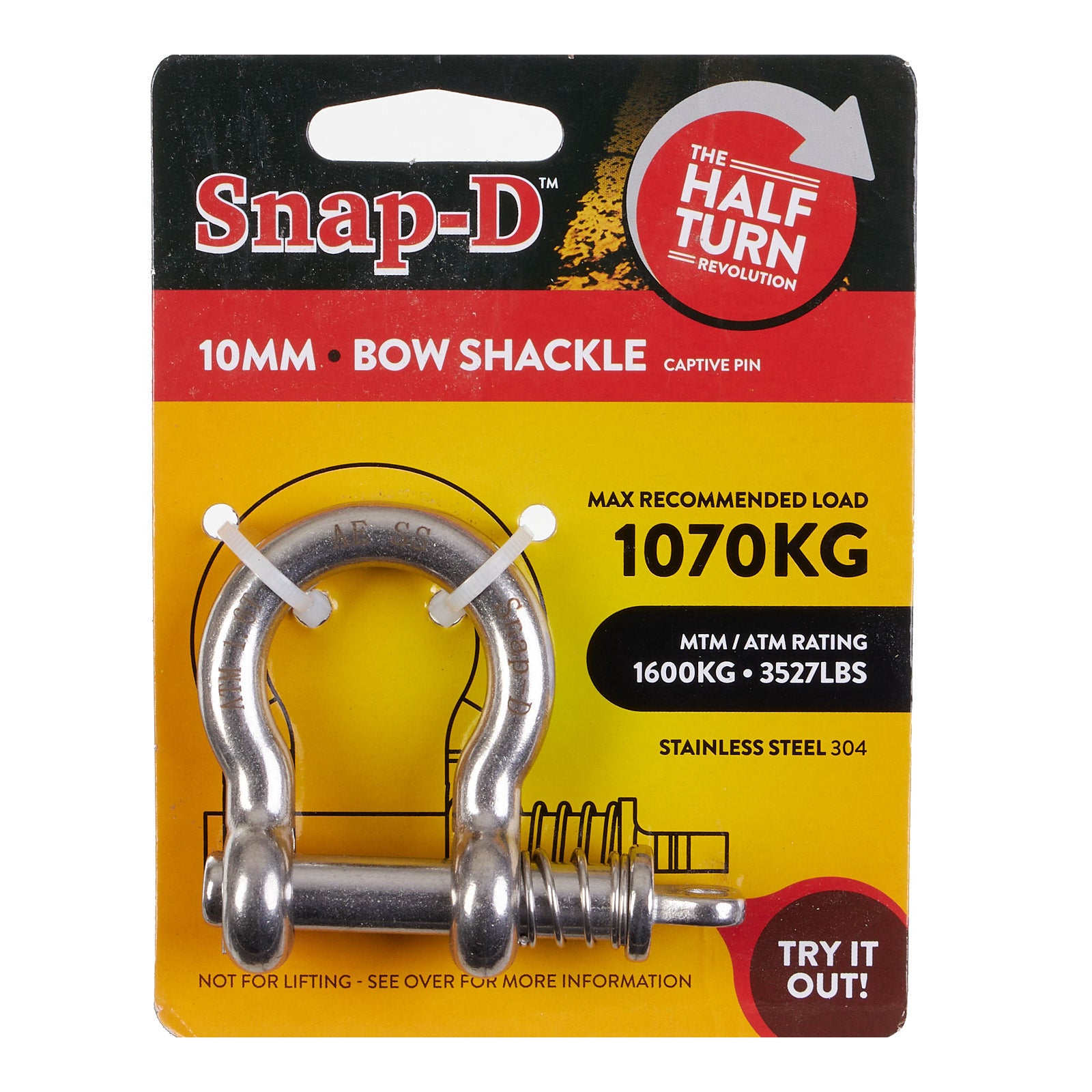 New SNAP-D Stainless Steel Bow Shackle - 10mm #SD10BSS