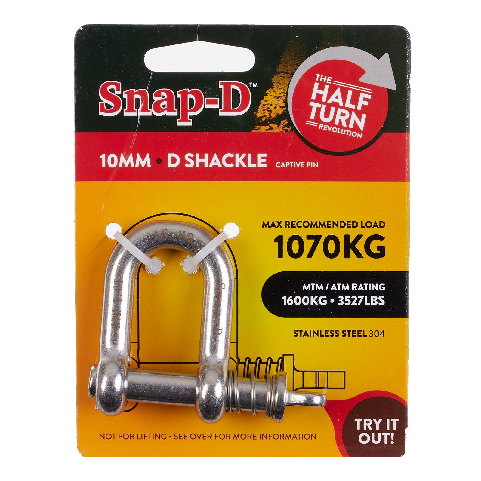 New SNAP-D Stainless Steel D-Shackle - 10mm #SD10DSS