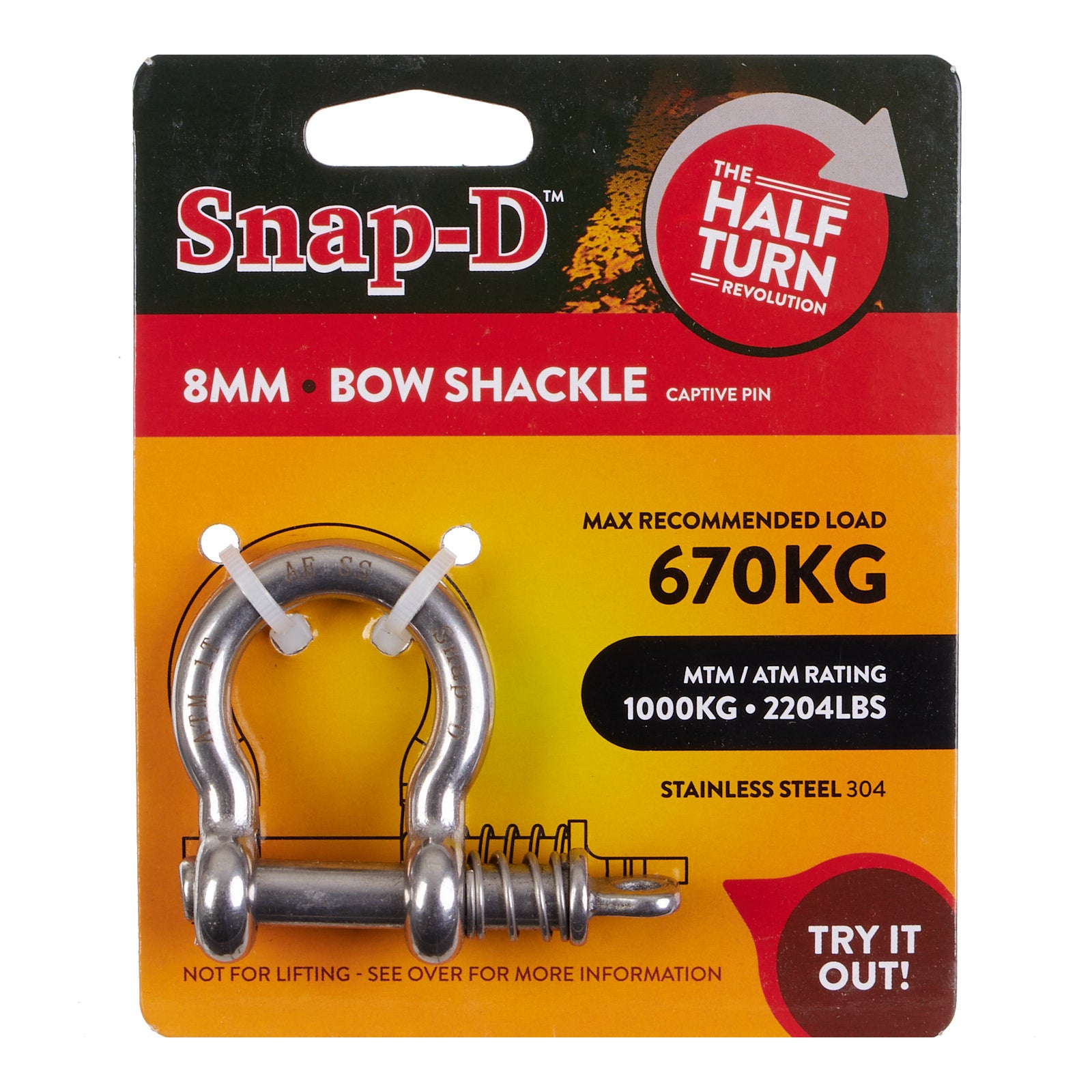 New SNAP-D Stainless Steel Bow Shackle - 8mm #SD8BSS