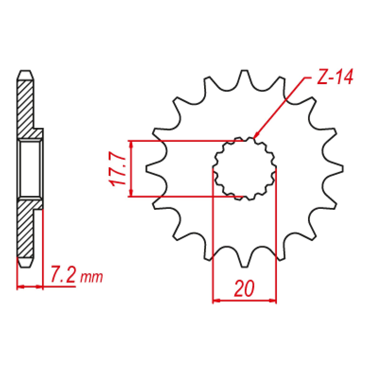 New MTX Steel Sprocket - Front #420 (14T) - YZ65 #SPF06515