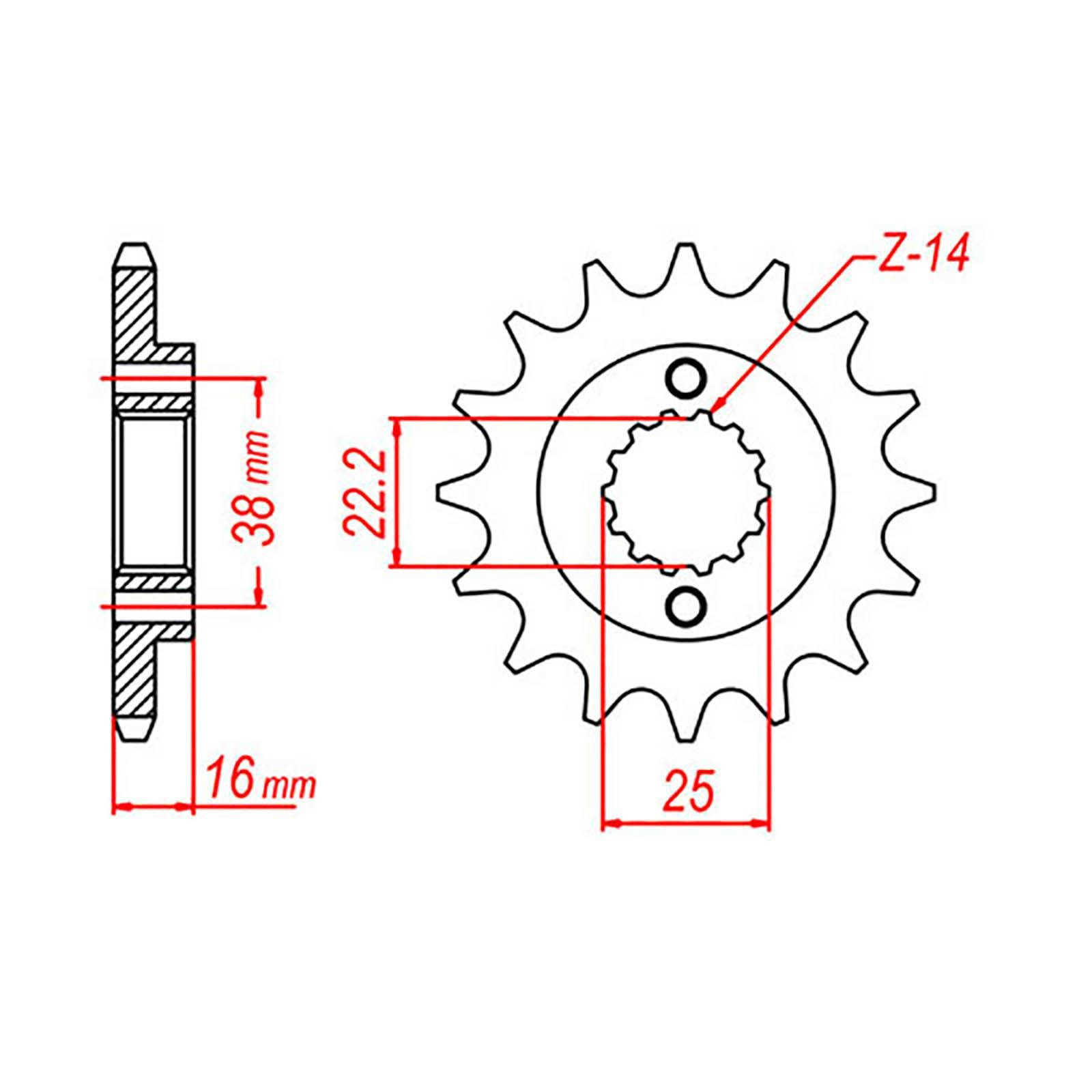 New MTX 740 Steel Sprocket - Front #525 (14T) #SPF205014