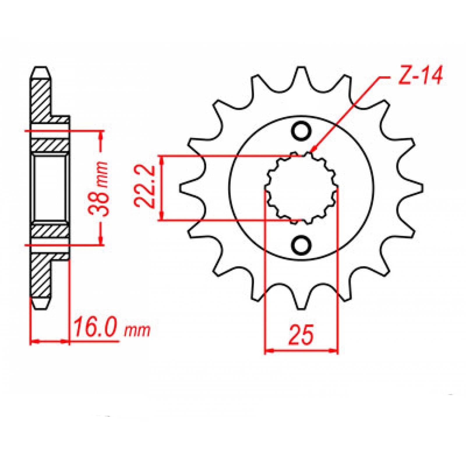 New MTX 736 Steel Sprocket - Front #520 (14T) #SPF49014