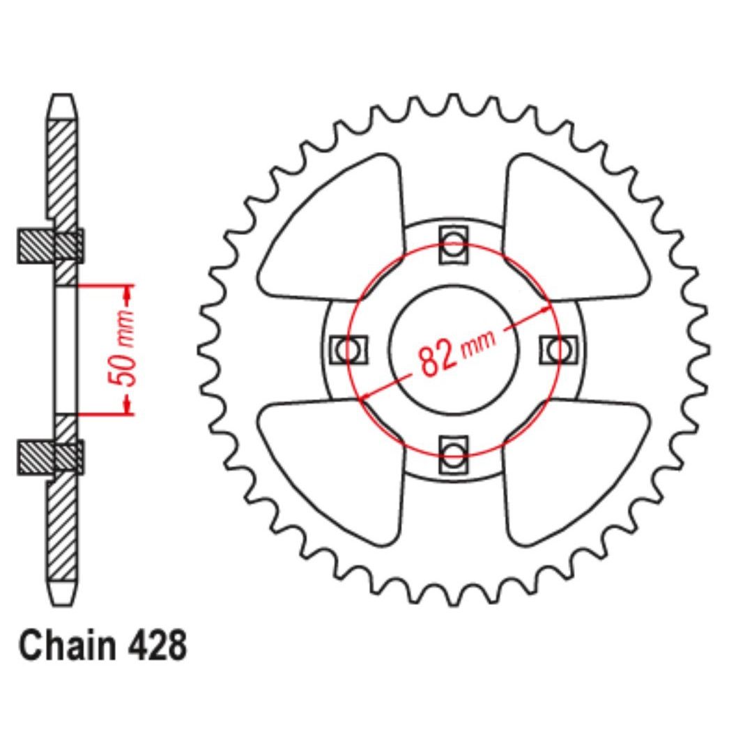 New MTX 999 Steel Sprocket - Rear #428 (42T) #SPR26242