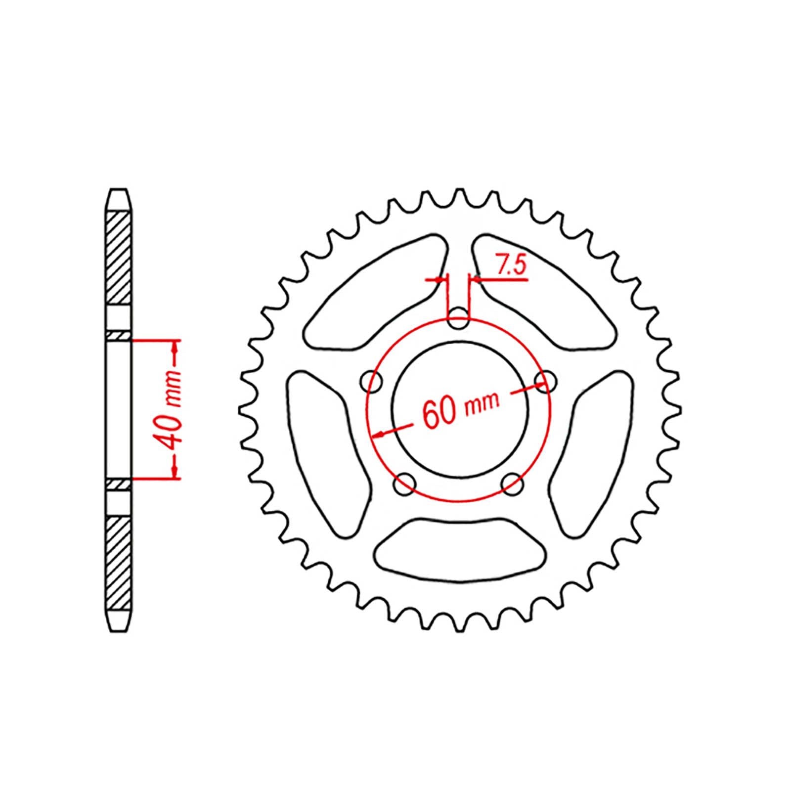 New MTX Ktm 50 Steel Sprocket - Rear #415 (44T) #SPR439544