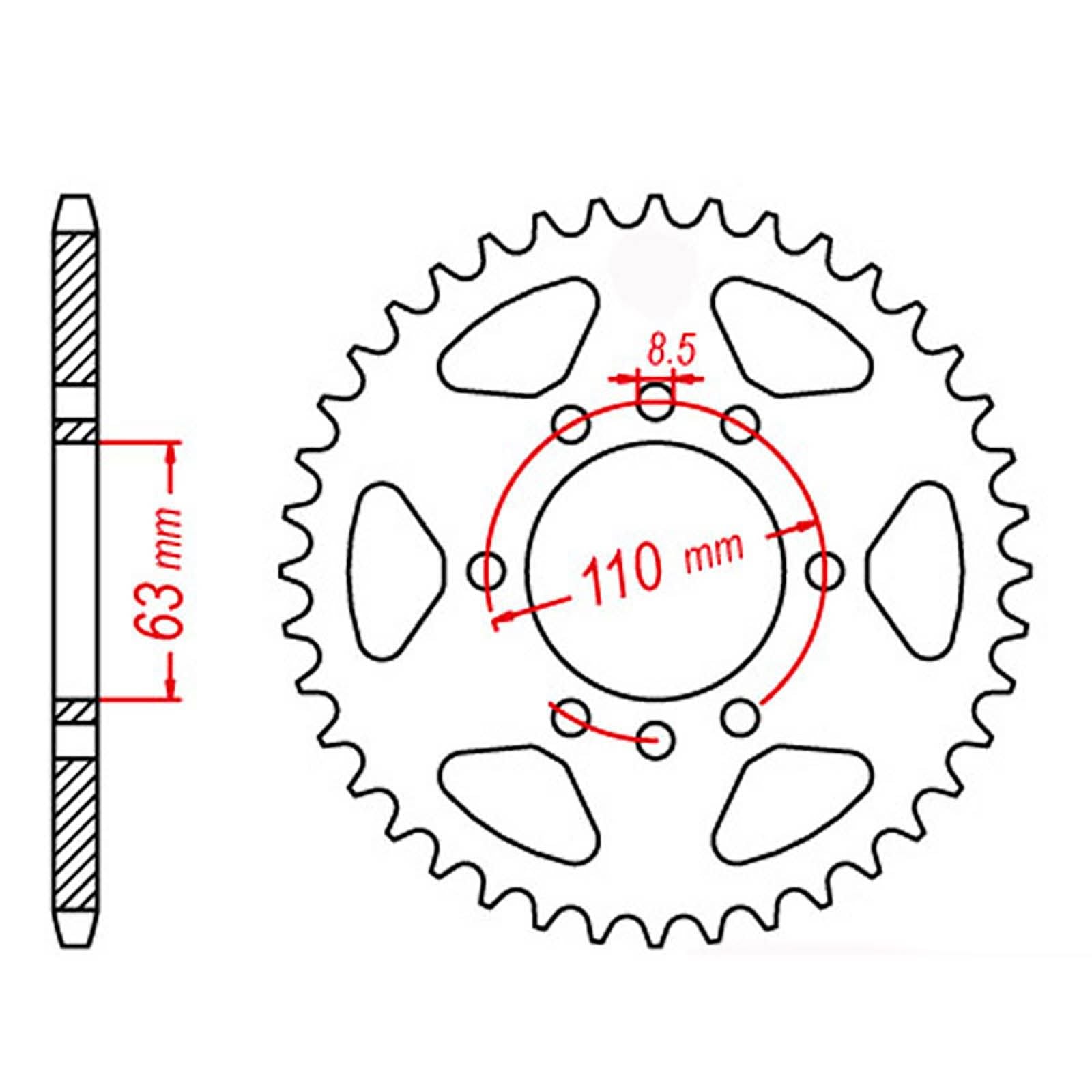 New MTX 890 Steel Sprocket - Rear #520 (44T) #SPR467544