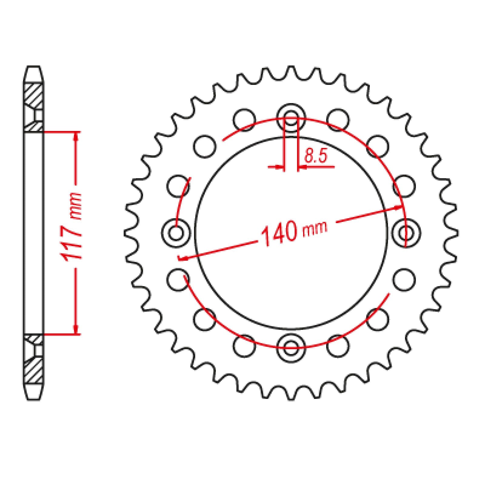 New MTX 831 Steel Sprocket - Rear #428 (44T) #SPR83144