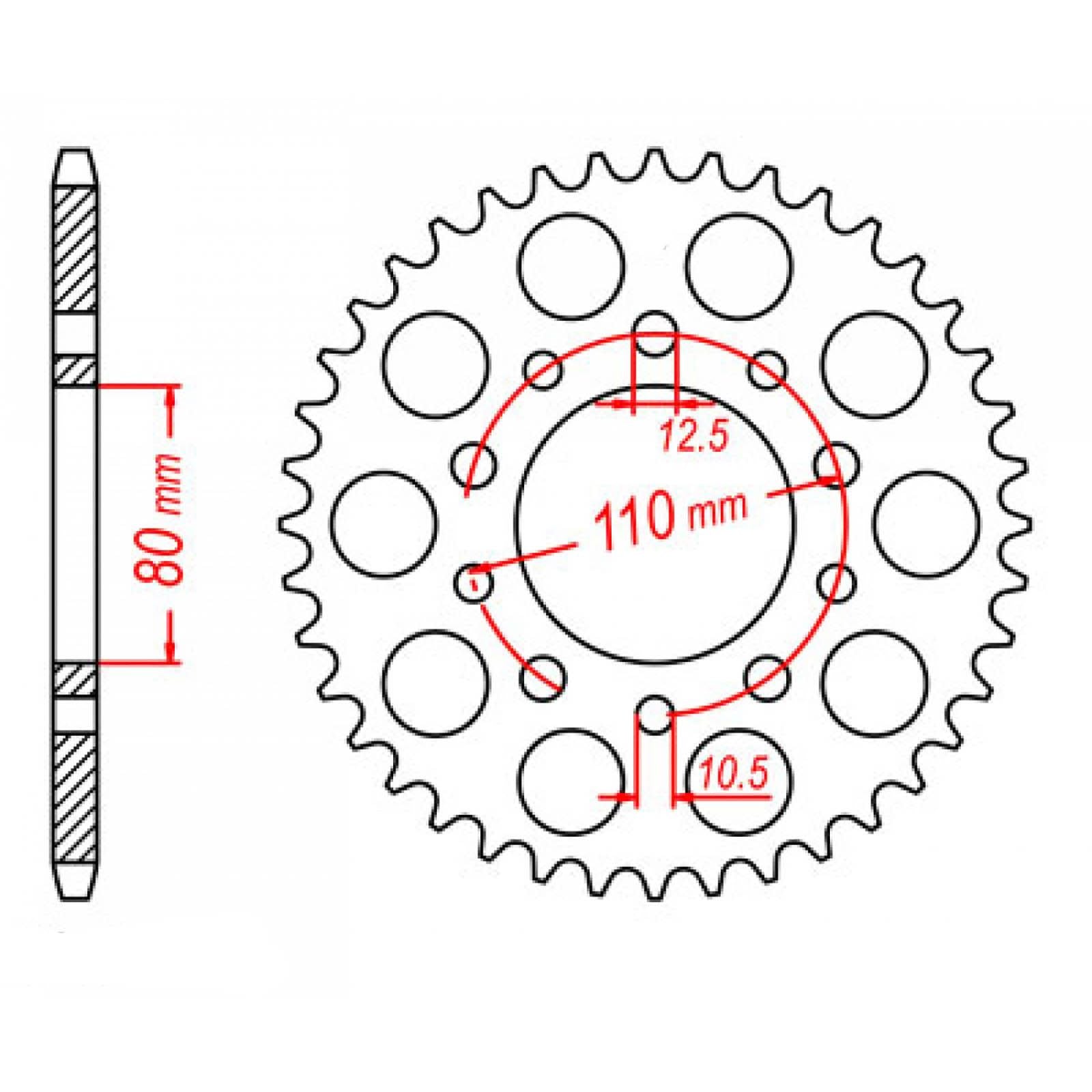 New MTX 1334 Steel Sprocket - Rear #525 (45T) #SPRMC845