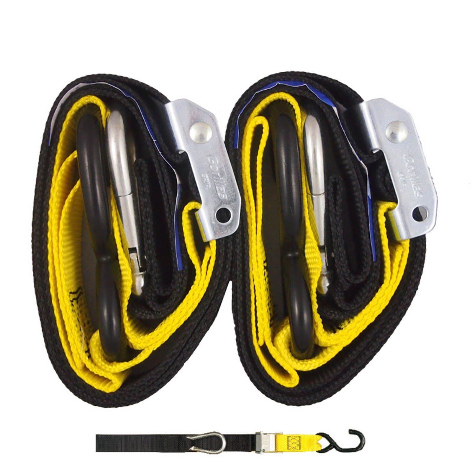 New GORILLAS GRIP Tie Down 38Mm S/HK Black / Yellow Loop #TD4BY