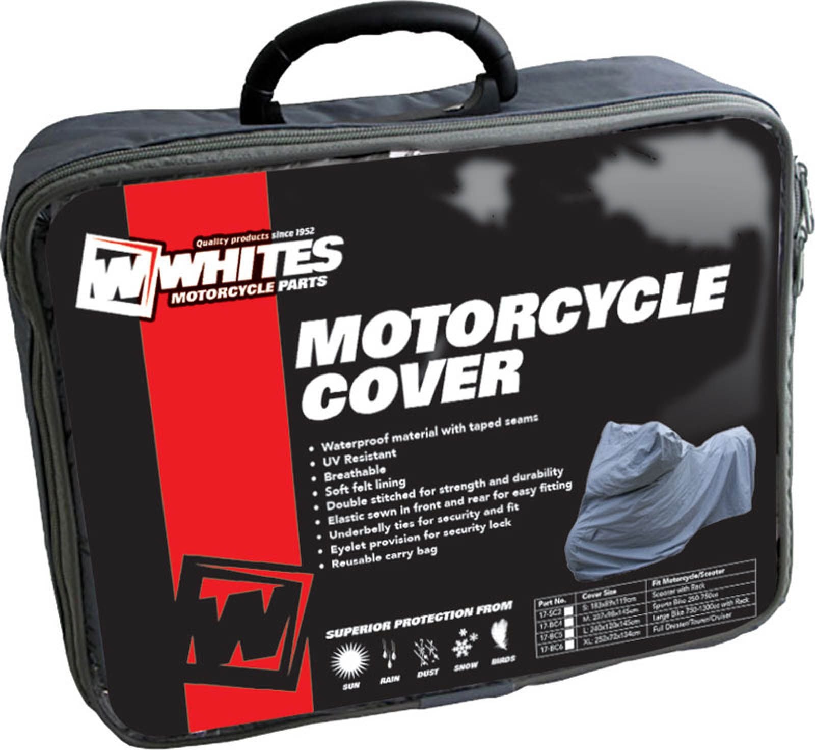 New WHITES Premium Bike Cover - Dresser / Tourer / Cruiser #WBCXL