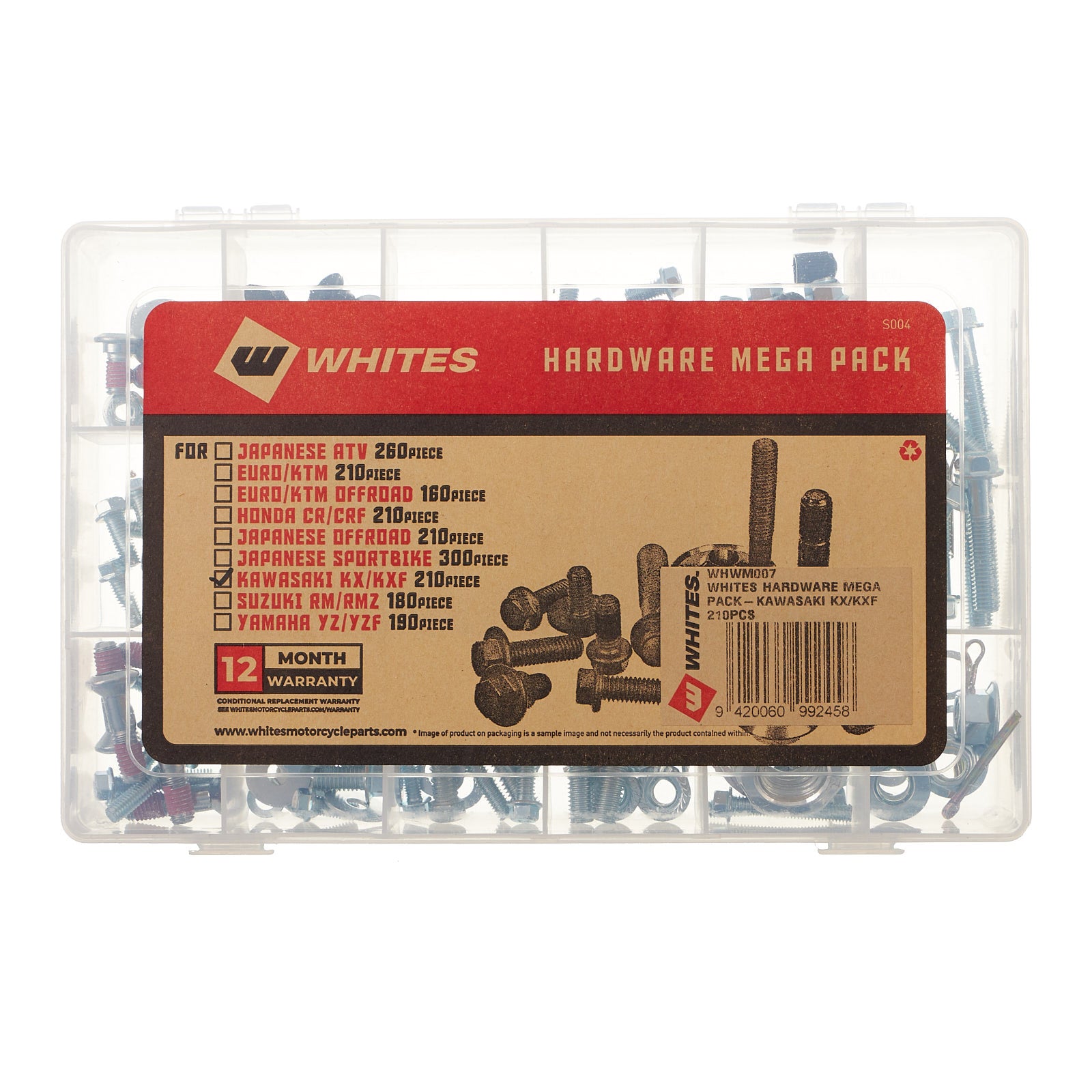 New WHITES Hardware Mega Pack For Kawasaki KX / KXF 210Pcs #WHWM007 | Australian Moto Spares