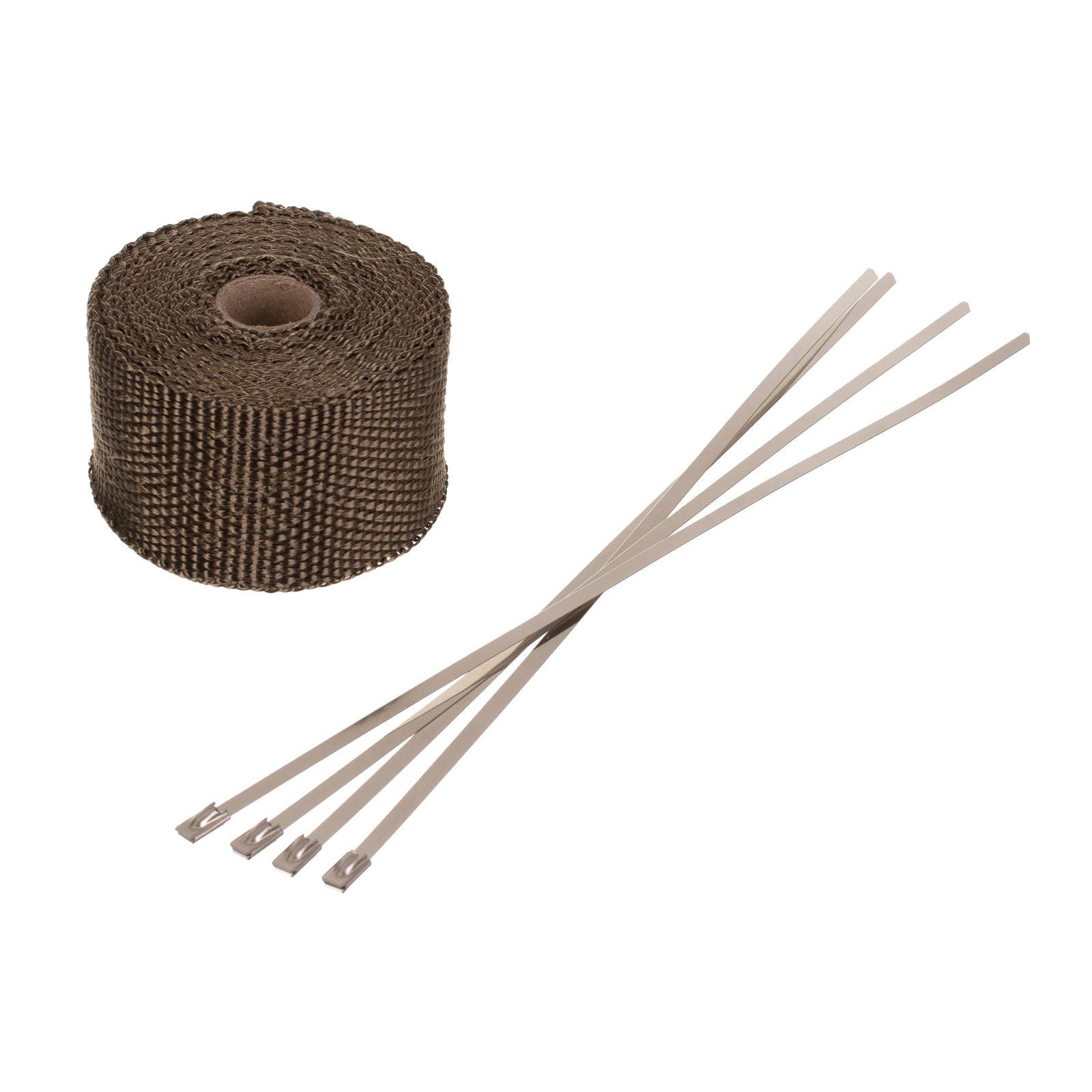 New WHITES Exhaust Wrap Gold 50mm (5M Roll) - With 4 S/S Ties #WPEXWG5