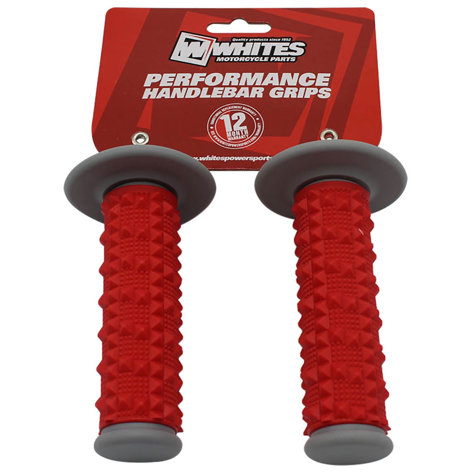 New WHITES Grip MX Full Diamond - Grey / Red #WPGRPM2GR