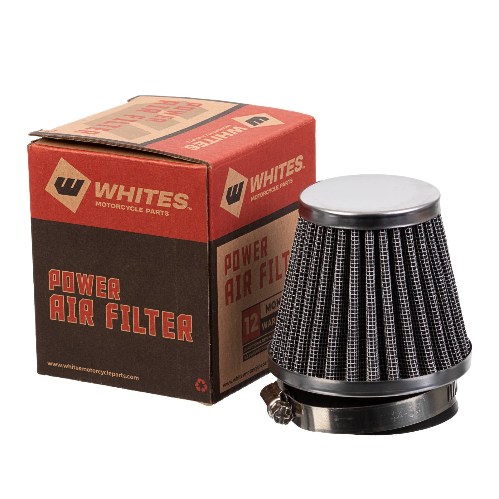 New WHITES Pod Air Filter Round - 48mm #WPPF48CHR | Australian Moto Spares
