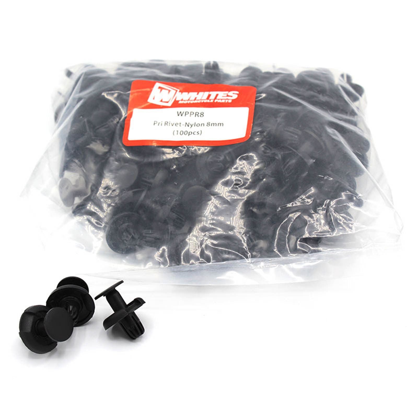 New WHITES Nylon Pry Rivets - 8mm (100 Pack) #WPPR8