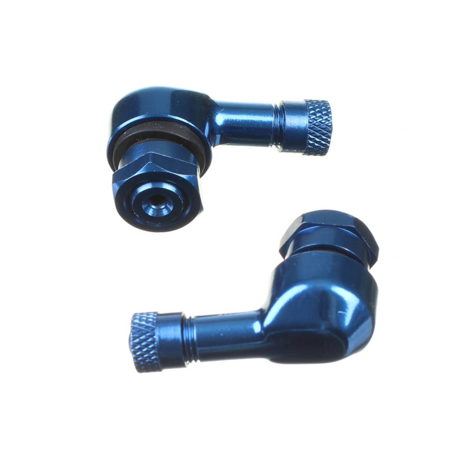 New WHITES Motorcycle 90 Degree Alloy Valve 11.3mm - Blue (Pair) #WPV9011BL