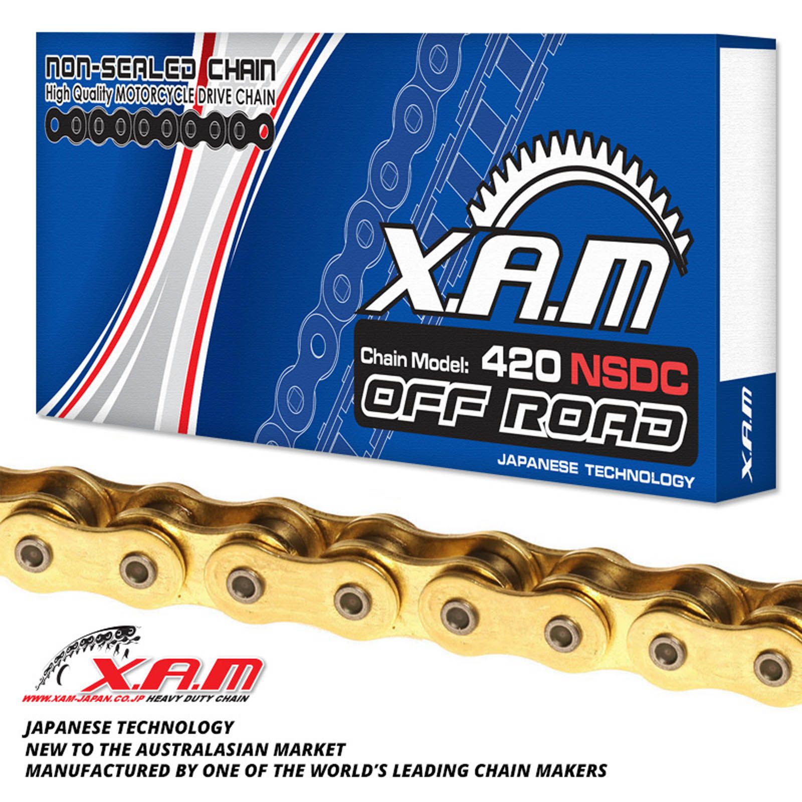 New XAM 420NSD Non-Sealed Chain - Gold / Black (130L) #XC420NSDG1130