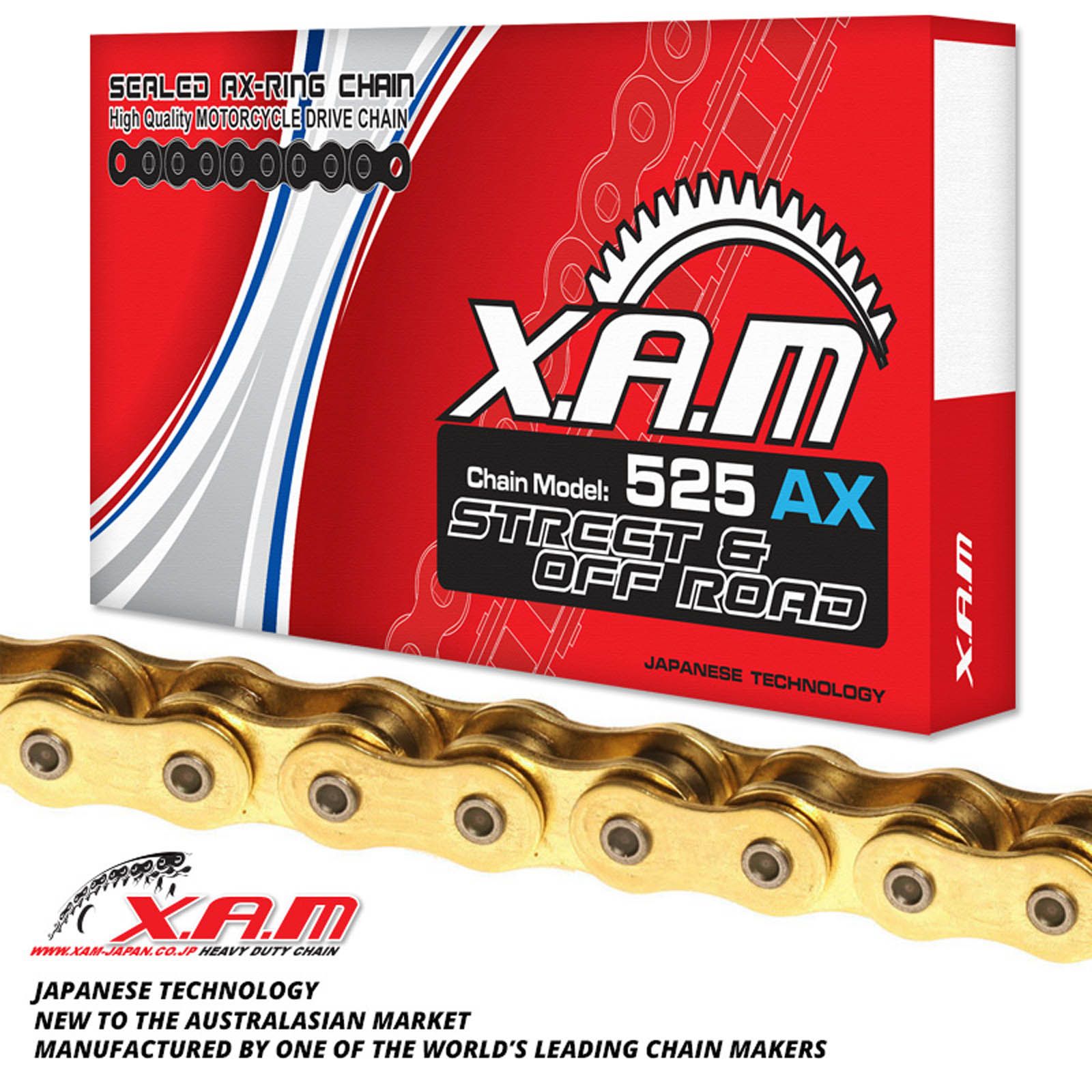 New XAM 525AX X-Ring Chain - Gold / Gold (108L) #XC525AXG2108